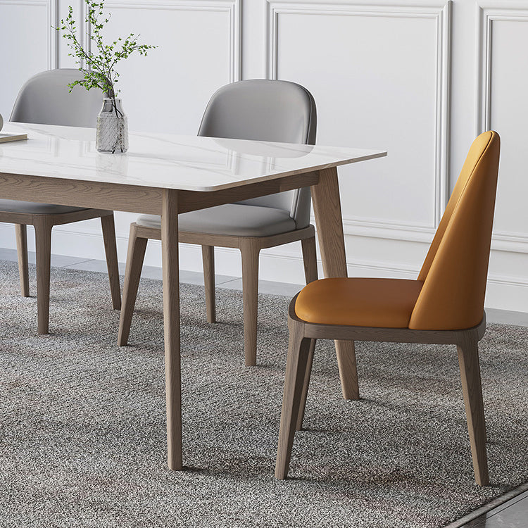 Stone Dining Table Set with Wooden Frame 1/4/5/7 Contemporary Pieces Dining Set