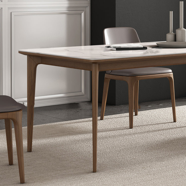 Rectangular Dining Table Set 1/4/5/7 Pieces Dinette Set with Brown Wood Frame