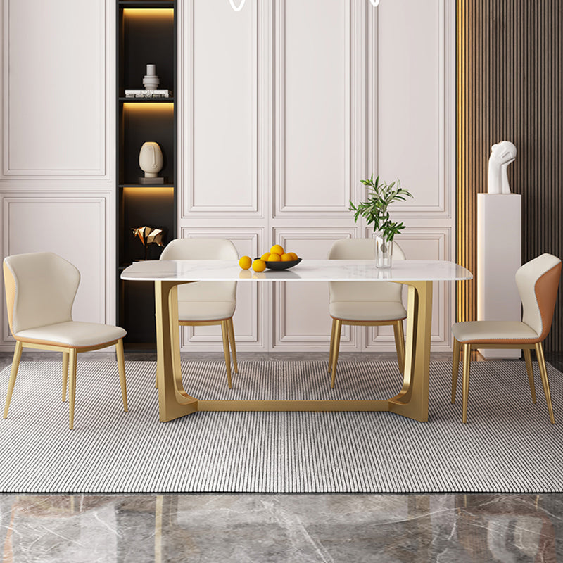 Glam Dining Set 1/4/6 Pcs Gold Stainless Steel Frame Dining Table and Chairs