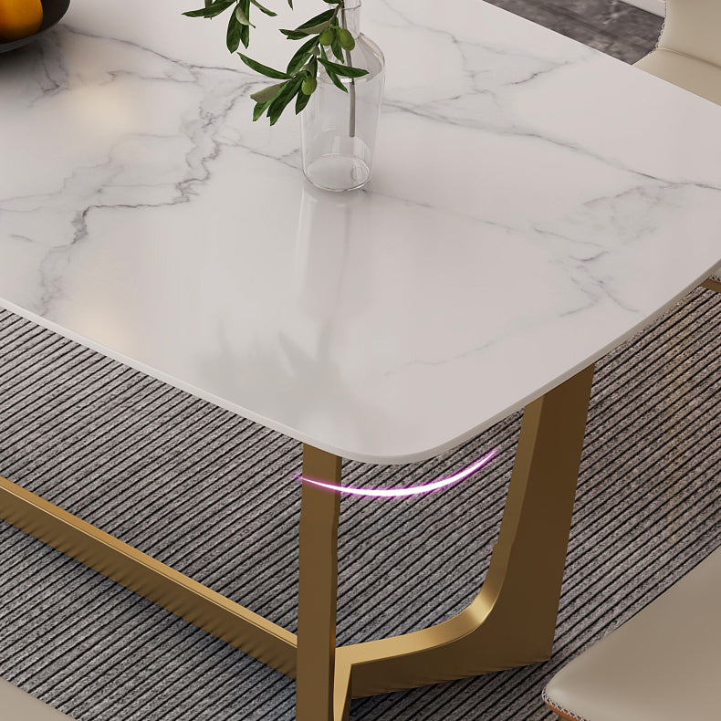 Glam Dining Set 1/4/6 Pcs Gold Stainless Steel Frame Dining Table and Chairs