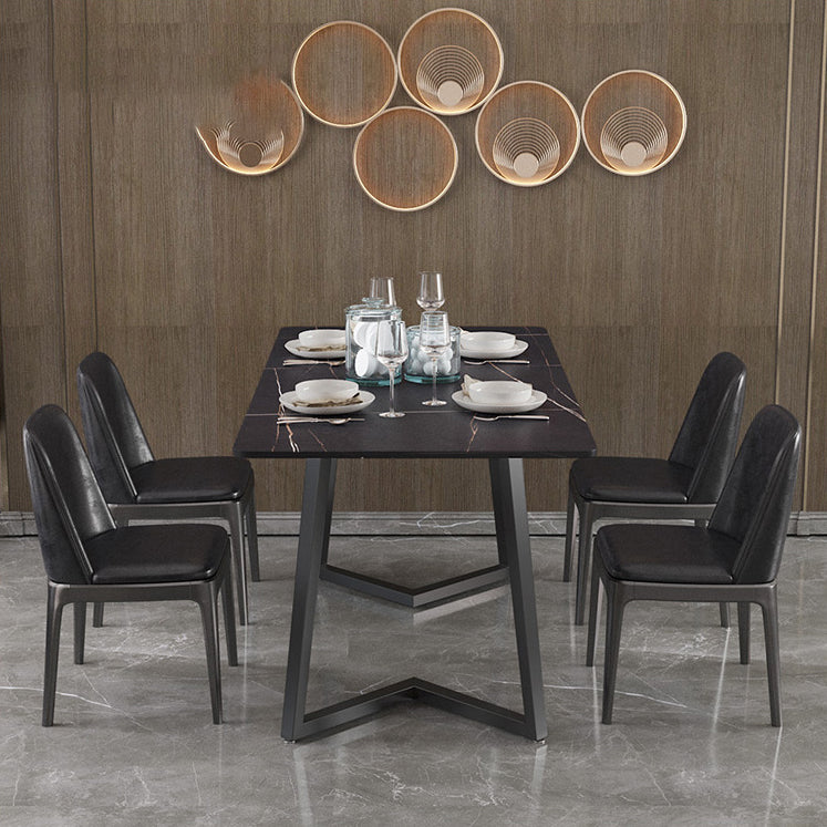 Polished Finish Dinette Set with Black Chairs 1/4/5/7 Pieces Glam Dining Table Set