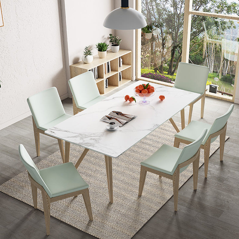Matte Finish Dining Table Set with Wooden Frame 1/4/5/7 Pieces Glam Dinette Set for Home