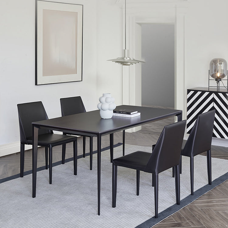 Black Dining Table Set with Solid Back Chairs 1/4/5 Pieces Metal Dinette Set