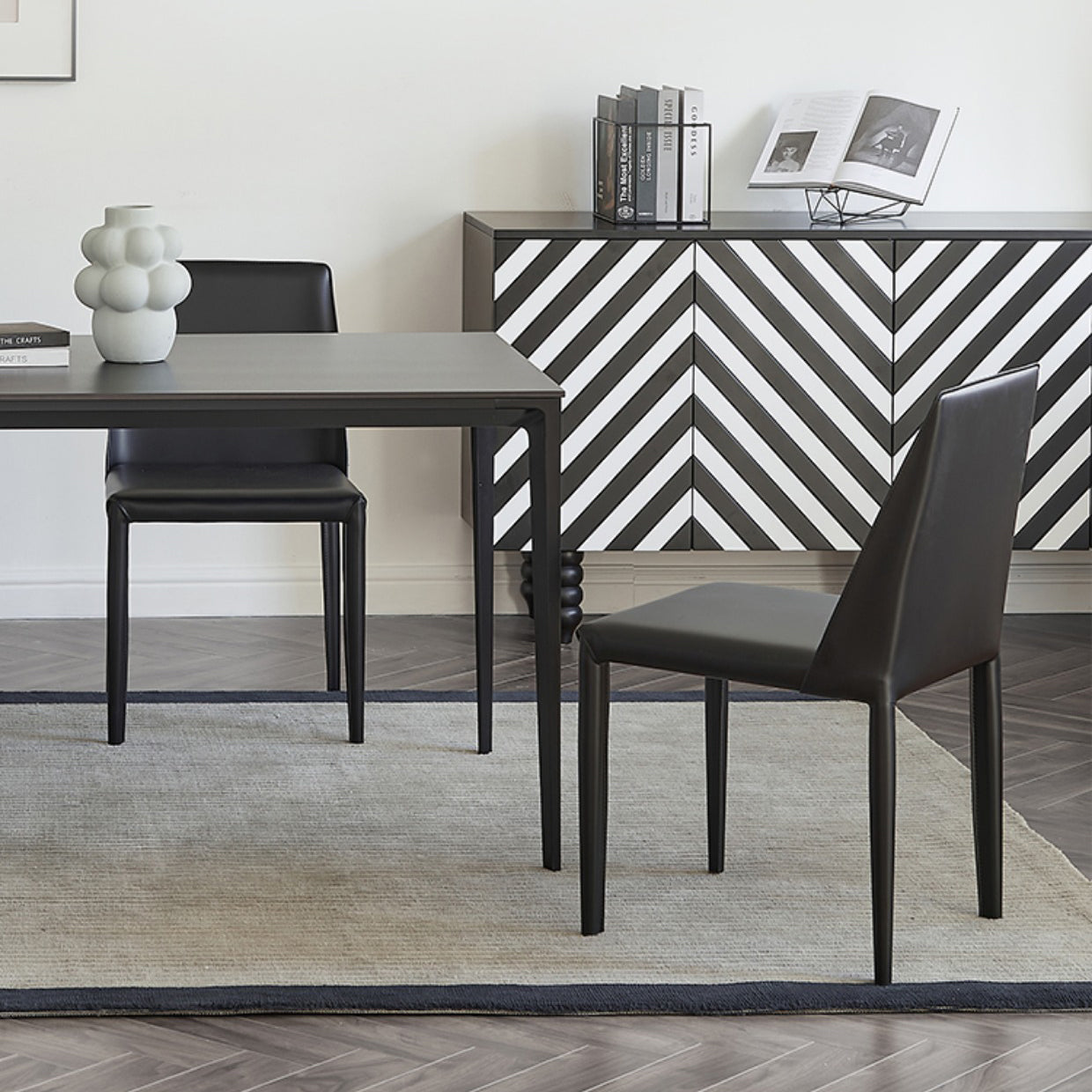 Black Dining Table Set with Solid Back Chairs 1/4/5 Pieces Metal Dinette Set