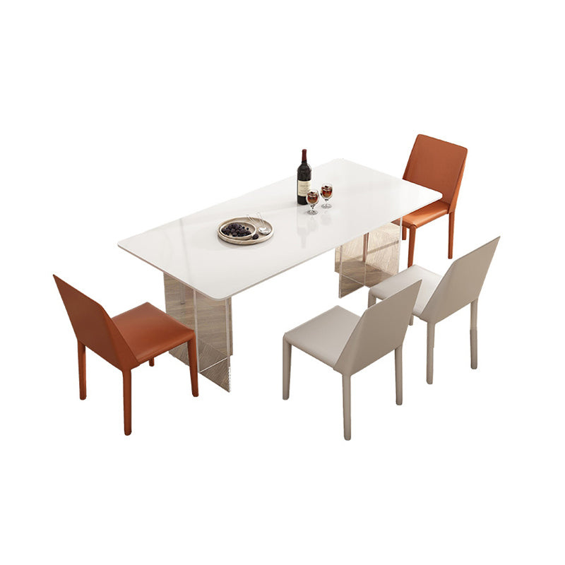 Modern Dining Table Set 1/4/5/7 Pcs Sintered Stone Top Dining Table with Armless Chairs