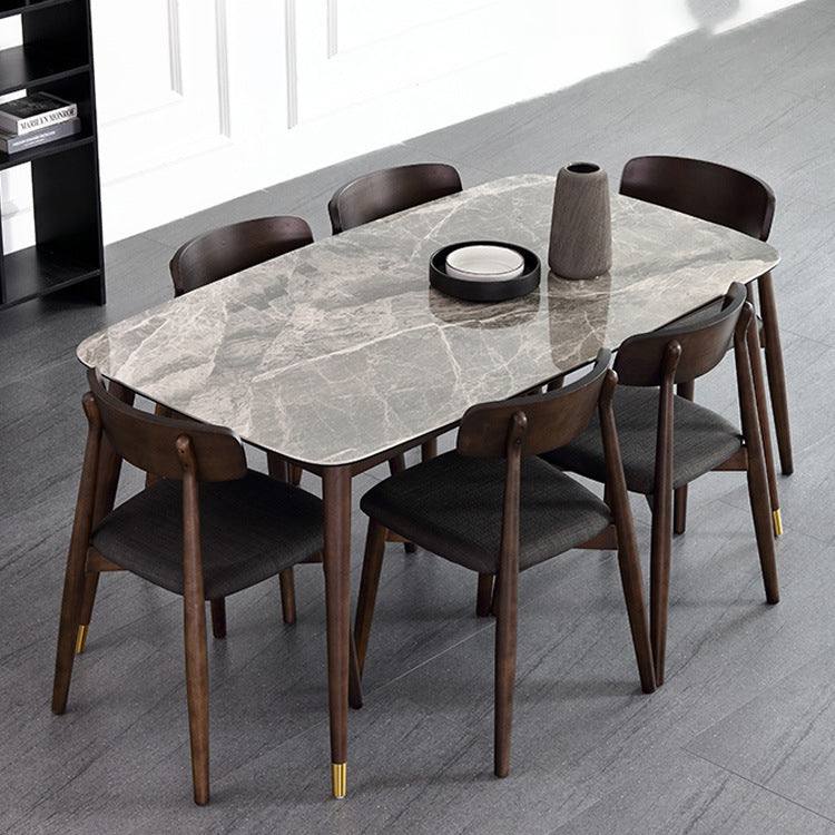 Glossy Gray Dining Table Set 1/4/5/7 Pieces Dinette Set with Wooden Chairs