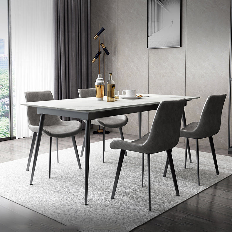 Sintered Stone Dining Table Set 1/5 Pcs Rectangle Dining Table with Armless Chairs