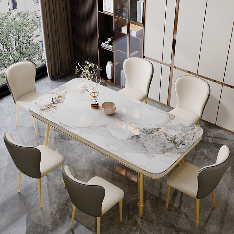 Glam Dining Table Set 1/5 Pcs Rectangle Dining Table with Upholstered Side Chairs