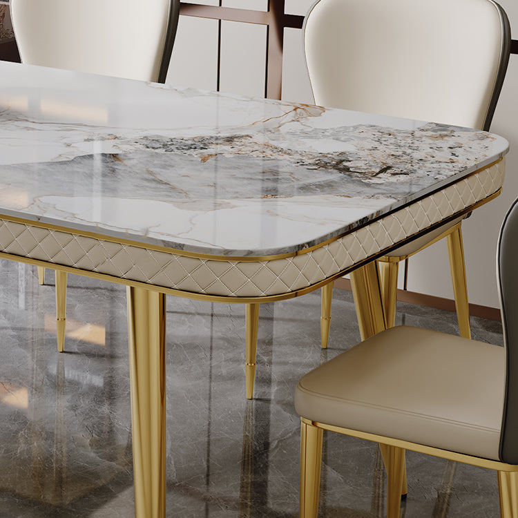 Glam Dining Table Set 1/5 Pcs Rectangle Dining Table with Upholstered Side Chairs