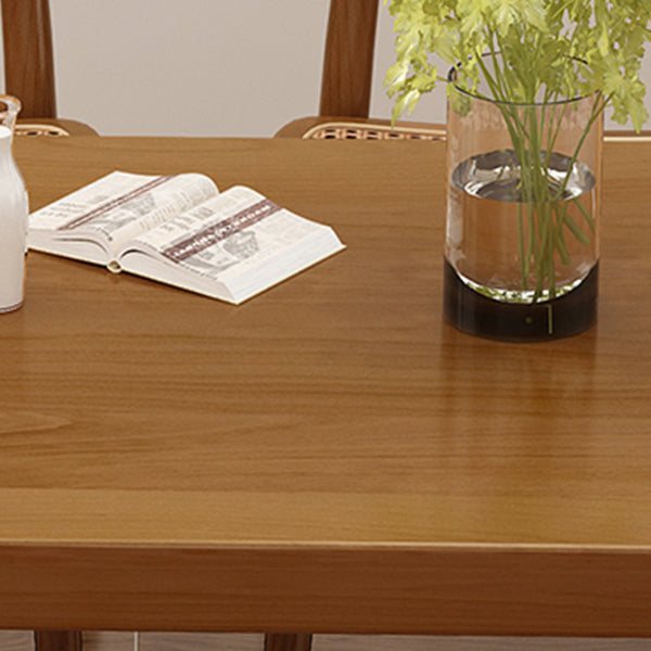 Modern Dining Set 1/5/7 Pcs Solid Wood Dining Table and Chairs in Brown