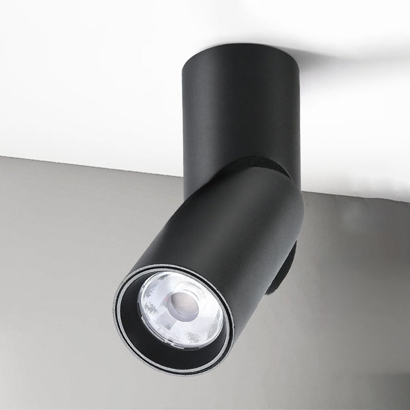 Cylinder Flush Mount Light Fixture Modern Metal Flush Light in Black/white