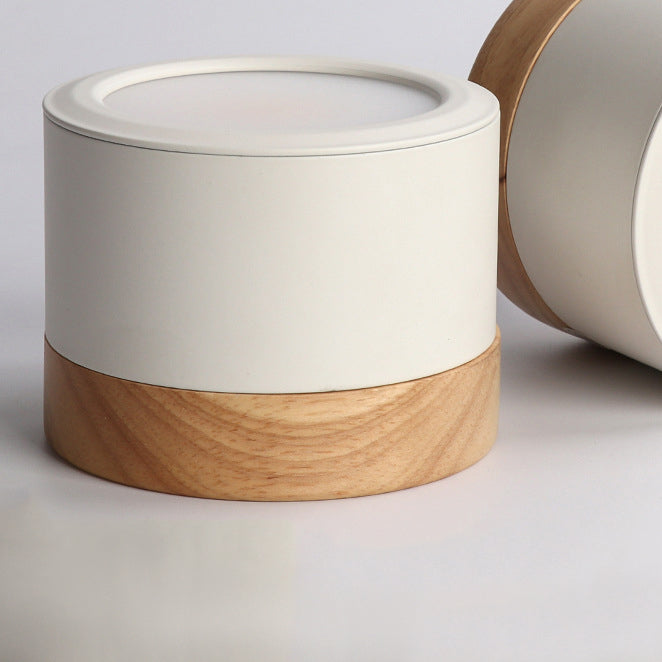 Cylinder Modern Flush Mount Metal and Wood LED Ceiling Flush Lighting