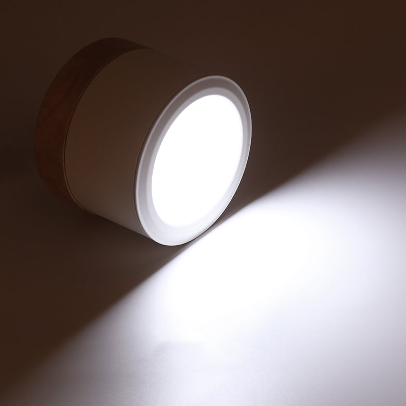 Cylinder Modern Flush Mount Metal and Wood LED Ceiling Flush Lighting