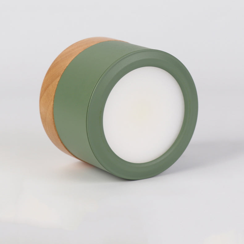 Cylinder Modern Flush Mount Metal and Wood LED Ceiling Flush Lighting