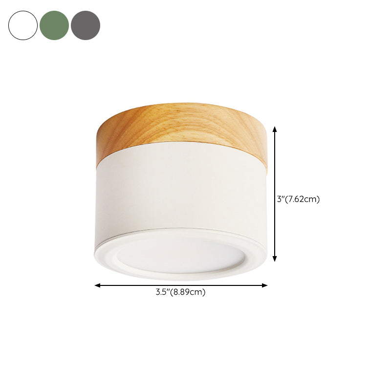 Cylinder Modern Flush Mount Metal and Wood LED Ceiling Flush Lighting