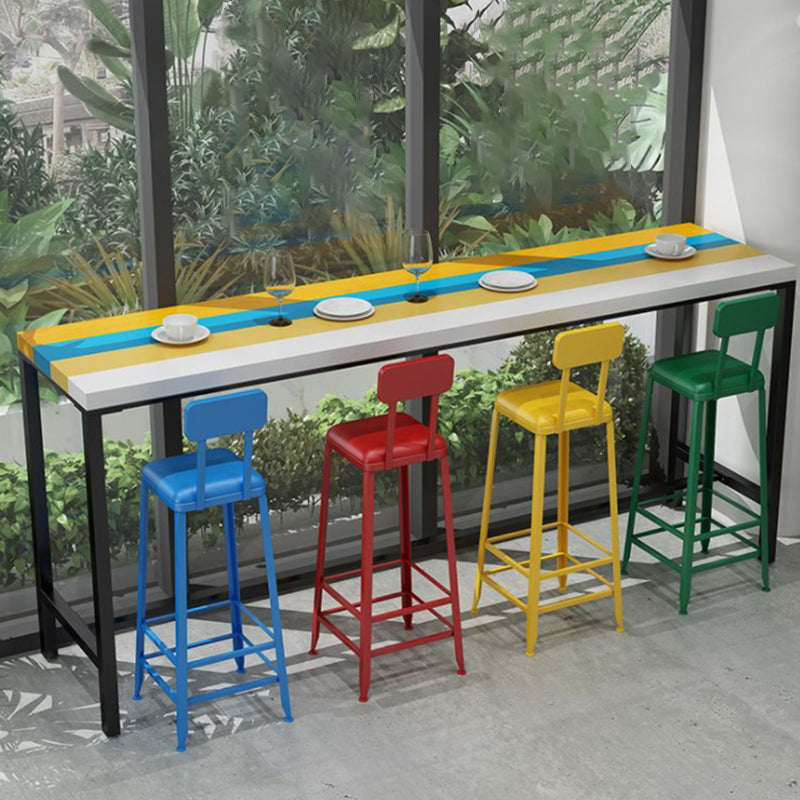 Modern 1/5 Pieces Bar Table Set Rectangle Wood Counter Table with High Stools for Cafe