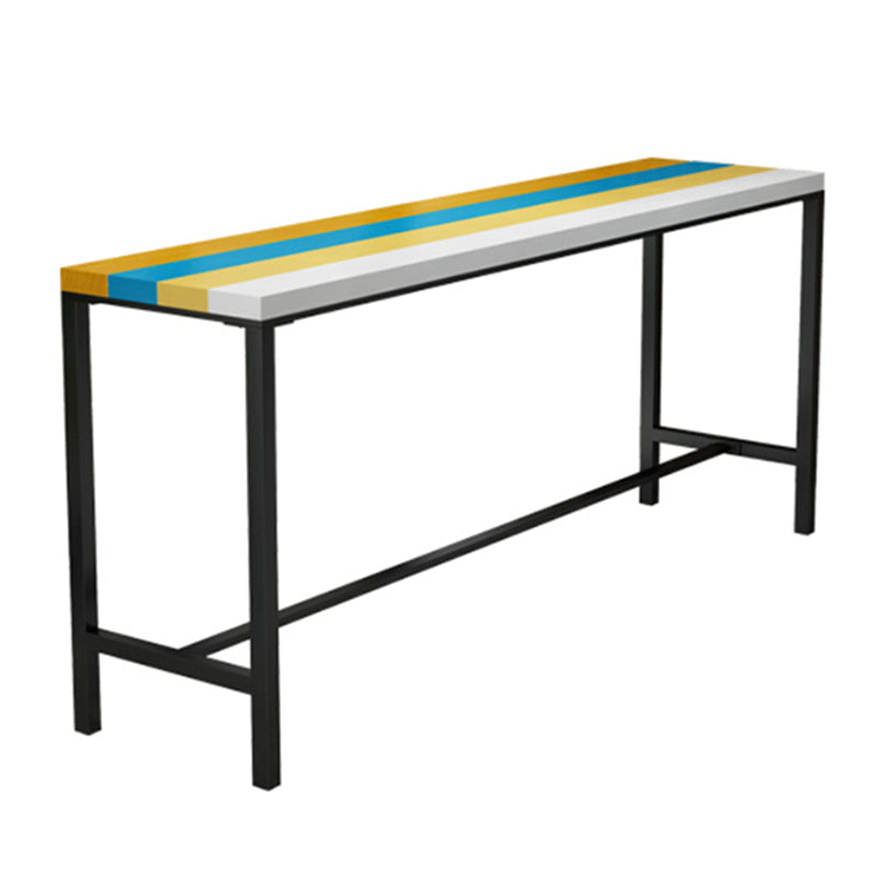 Modern 1/5 Pieces Bar Table Set Rectangle Wood Counter Table with High Stools for Cafe