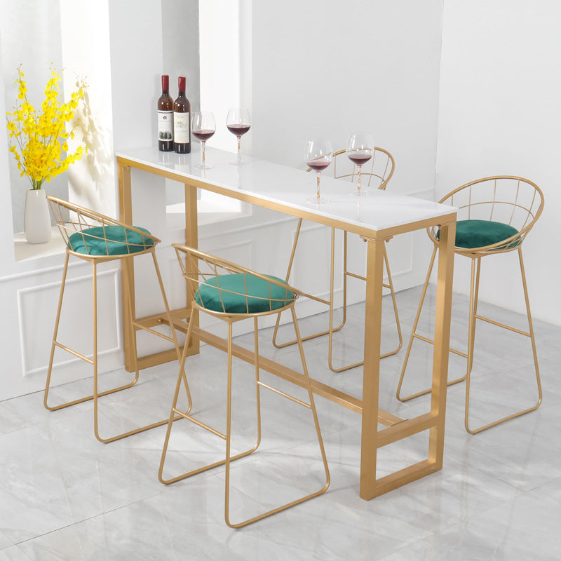 Glam 1/3/5 Pieces Bar Table Set Rectangle Stone Counter Table with Stools for Cafe