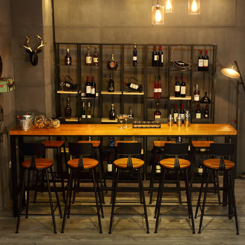 Modern Bar Table Set 1/6/11 Pieces Rectangle Wood Counter Table with High Stools for Bar