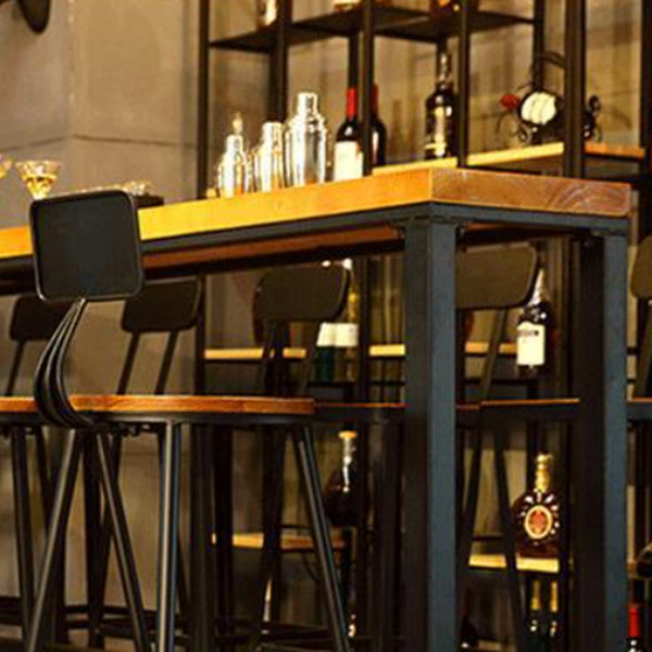 Modern Bar Table Set 1/6/11 Pieces Rectangle Wood Counter Table with High Stools for Bar