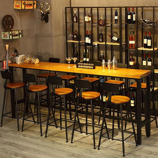 Modern Bar Table Set 1/6/11 Pieces Rectangle Wood Counter Table with High Stools for Bar