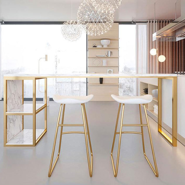 Glam 1/3 Pieces Bar Table Set Rectangle Stone Counter Table with Stools for Milk Tea Shop