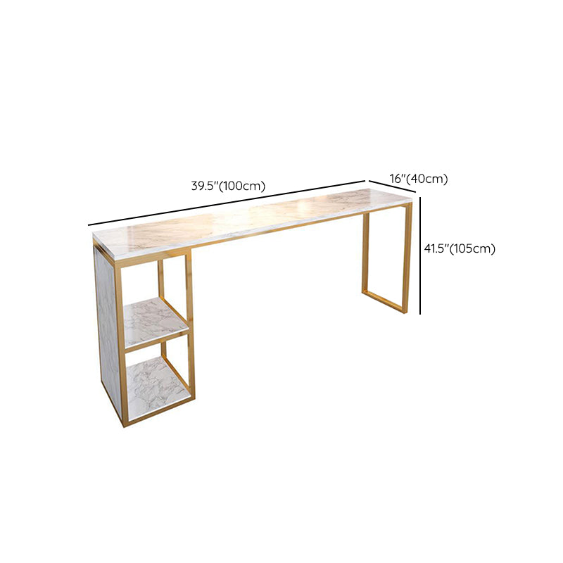 Glam 1/3 Pieces Bar Table Set Rectangle Stone Counter Table with Stools for Milk Tea Shop