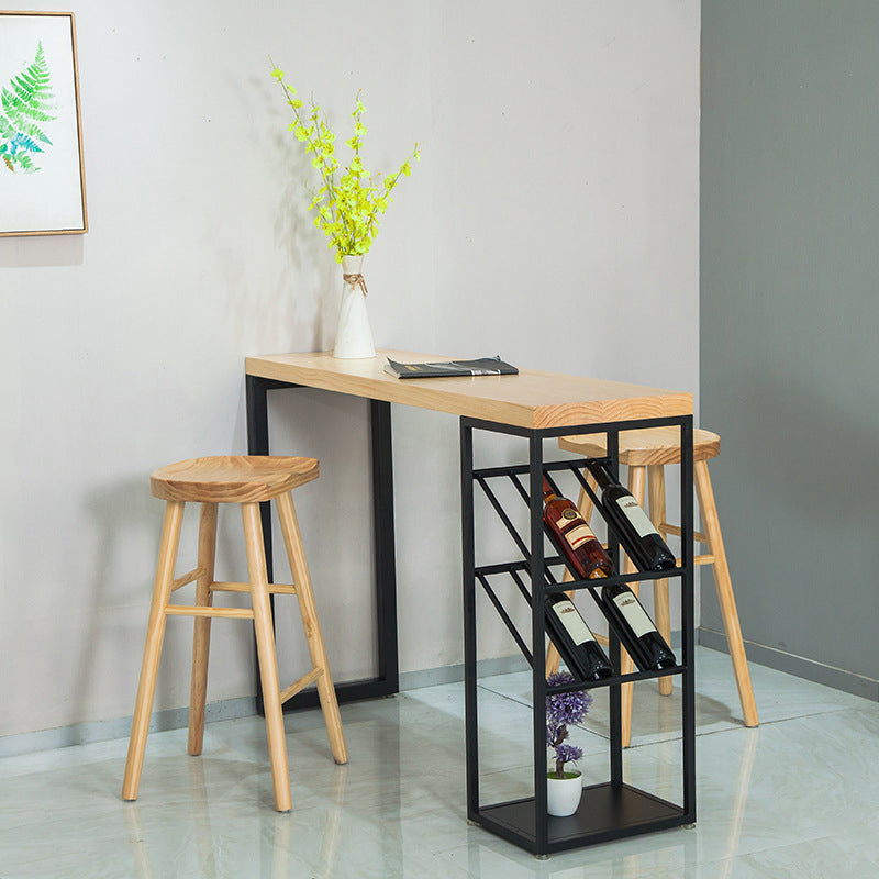 Contemporary Style Bar Table Set 1/2/3 Pieces Rectangle Bar Table with Wood Stools