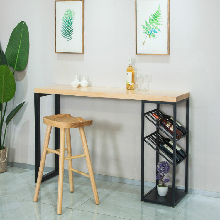Contemporary Style Bar Table Set 1/2/3 Pieces Rectangle Bar Table with Wood Stools