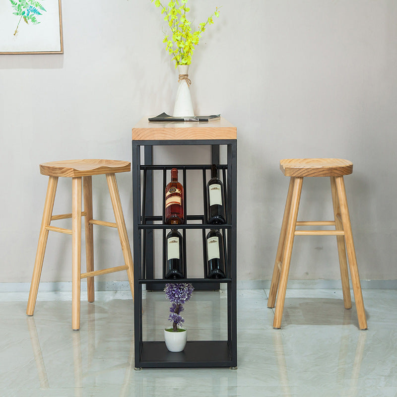 Contemporary Style Bar Table Set 1/2/3 Pieces Rectangle Bar Table with Wood Stools