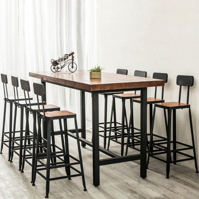 Contemporary Style Bar Table Set 1/2/9 Pieces Rectangle Bar Table with Wood Stools