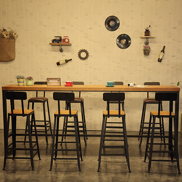 Industrial 1/5/9 Pieces Bar Table Set Rectangle Wood Counter Table with Stools for Bar