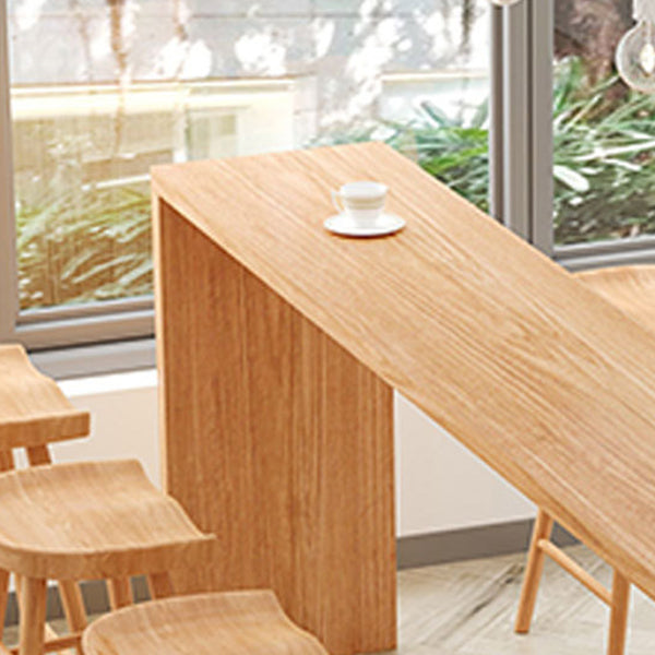 Contemporary Style 1/2/5/9 Pieces Bar Table Set Rectangle Wood Bar Table with Wood Stools