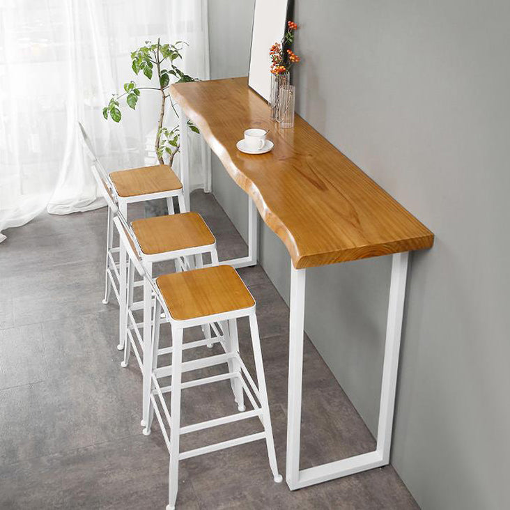 Contemporary 1/2/4/7 Pieces Bar Table Set Rectangle Wood Bar Table with Wood Stools