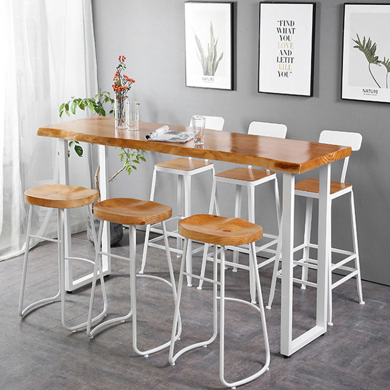 Contemporary 1/2/4/7 Pieces Bar Table Set Rectangle Wood Bar Table with Wood Stools