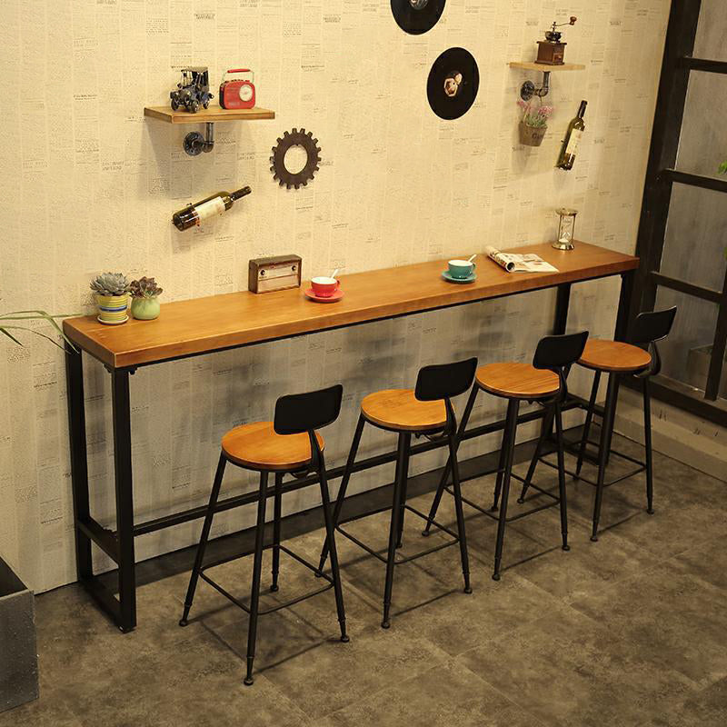 Industrial Bar Table Set 1/5/9 Pieces Rectangle Wood Counter Table with Stools for Bar