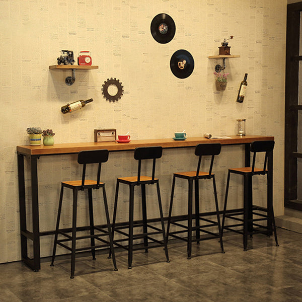 Industrial Bar Table Set 1/5/9 Pieces Rectangle Wood Counter Table with Stools for Bar