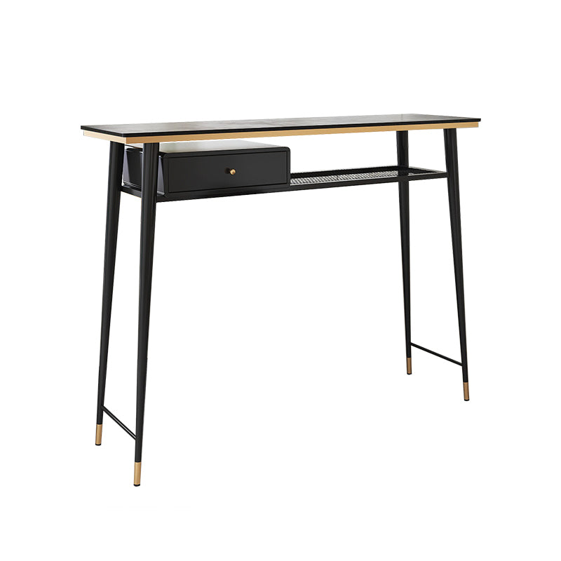 Indoor Metal Pub Set 1/3 Pcs Bar Table with Stone Top and Low Back Bar Stools