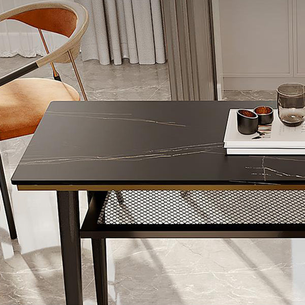 Indoor Metal Pub Set 1/3 Pcs Bar Table with Stone Top and Low Back Bar Stools