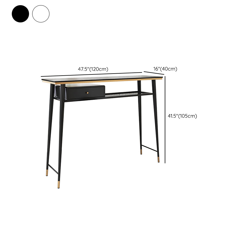 Indoor Metal Pub Set 1/3 Pcs Bar Table with Stone Top and Low Back Bar Stools