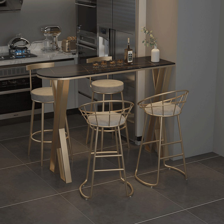 Contemporary 1/2/3/5 Pieces Bar Table Set Rectangle Bar Table with High Metal Stools