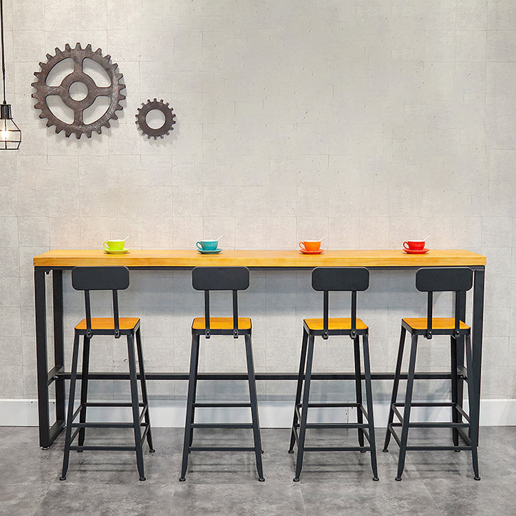 Industrial 1/5/9 Pieces Bar Table Set Rectangle Wood Counter Table for Milk Tea Shop