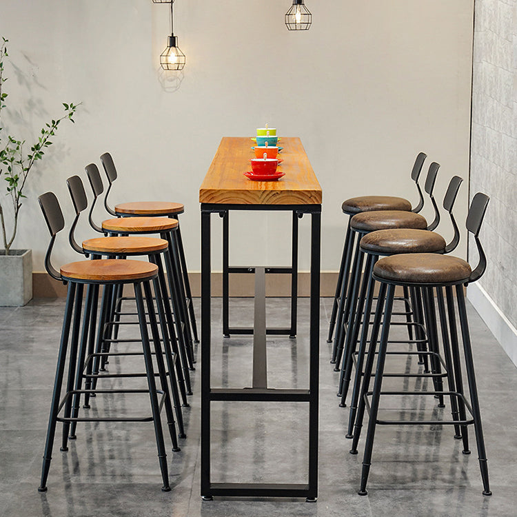 Industrial 1/5/9 Pieces Bar Table Set Rectangle Wood Counter Table for Milk Tea Shop