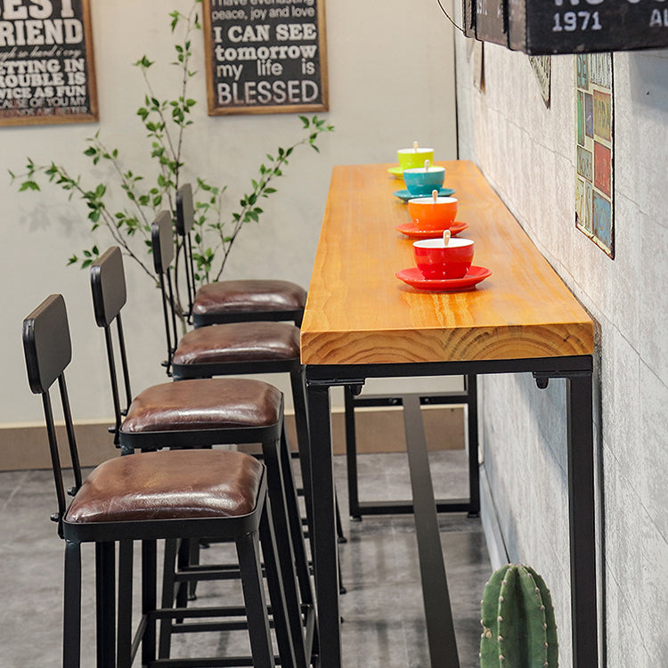 Industrial 1/5/9 Pieces Bar Table Set Rectangle Wood Counter Table for Milk Tea Shop