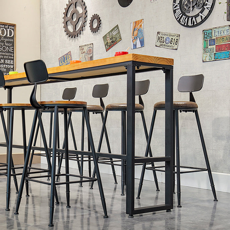 Industrial 1/5/9 Pieces Bar Table Set Rectangle Wood Counter Table for Milk Tea Shop