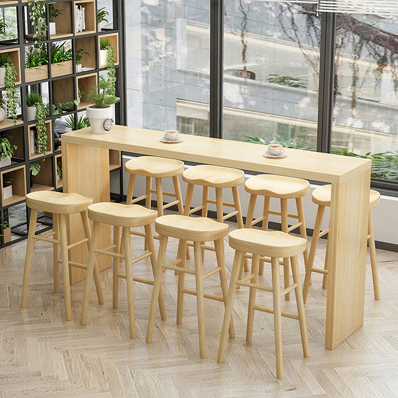 Contemporary 1/2/5/9 Pieces Bar Table Set Rectangle Wood Bar Table with Wooden Stools