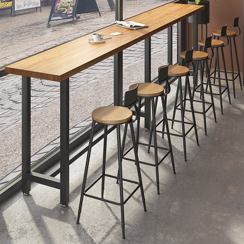 Modern 1/7 Pieces Bar Table Set Rectangle Wood Counter Table with High Stools for Bar