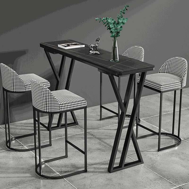 Modern 1/2/5 Pieces Bar Table Set Rectangle Bar Table with Metal High Stools