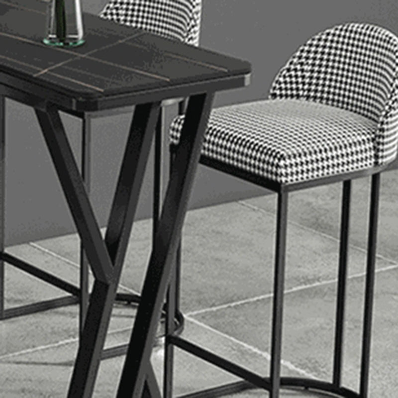 Modern 1/2/5 Pieces Bar Table Set Rectangle Bar Table with Metal High Stools