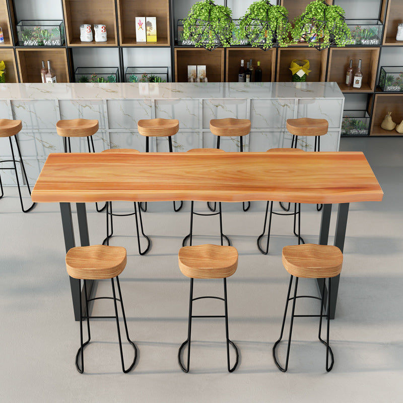 Industrial 1/2/7 Pieces Bar Table Set Rectangle Wood Bar Table with High Metal Stools